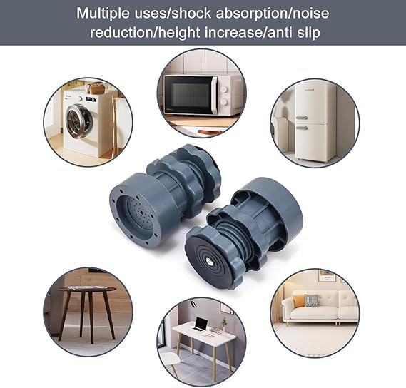 Washing Machine Vibration Pads, Floor Trays, Refrigerator Stand (4 Pcs Set)