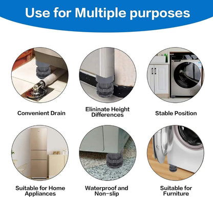 Washing Machine Vibration Pads, Floor Trays, Refrigerator Stand (4 Pcs Set)