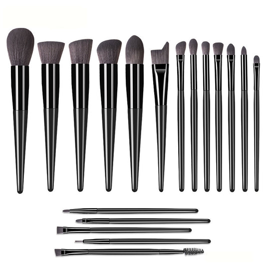 LULMUU™ Makeup brush set of 18 high-quality synthetic makeup brushes with black casing
